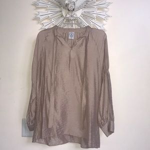 A Collection boho taffeta long sleeve blouse M